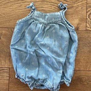 Old navy 3-6 month bubble denim romper with small design